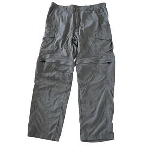 Columbia Omni Shade Pants Men's L 34x31 Grey Cargo Convertible Fishing Outdoors